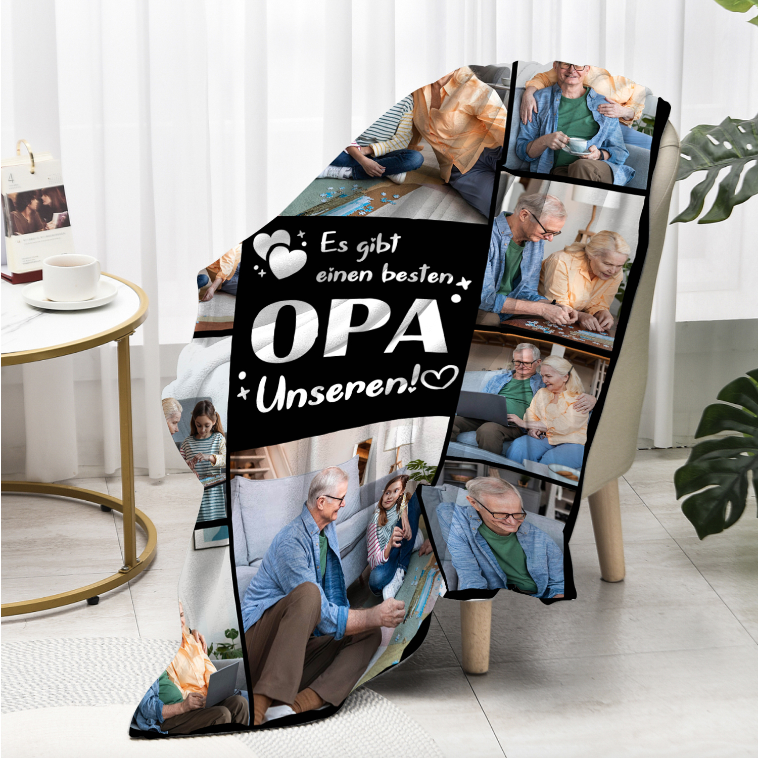 Personalisierbare 10 Fotos Decke - Es gibt einen besten Opa Unseren - Geschenk für Großvater