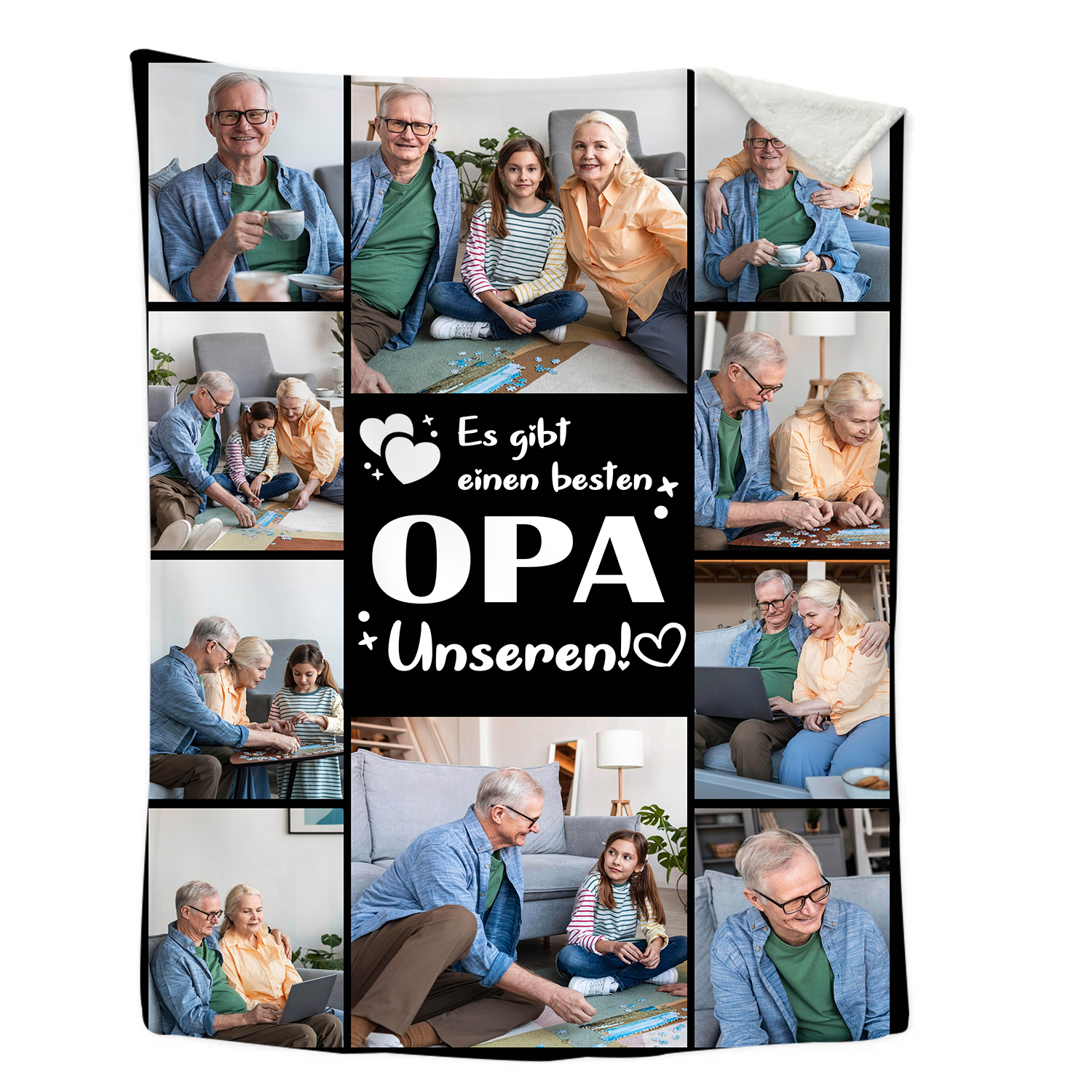 Personalisierbare 10 Fotos Decke - Es gibt einen besten Opa Unseren - Geschenk für Großvater