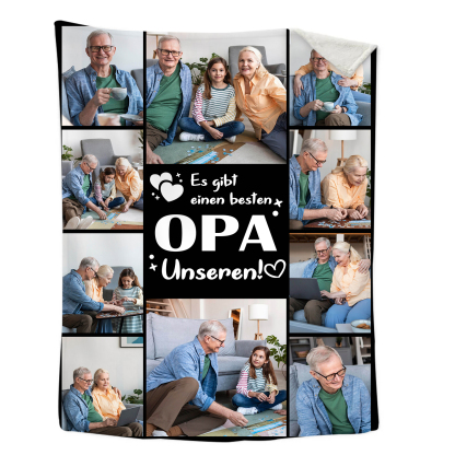 Personalisierbare 10 Fotos Decke - Es gibt einen besten Opa Unseren - Geschenk für Großvater