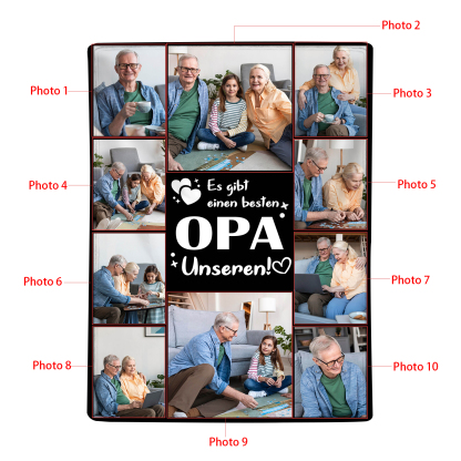 Personalisierbare 10 Fotos Decke - Es gibt einen besten Opa Unseren - Geschenk für Großvater