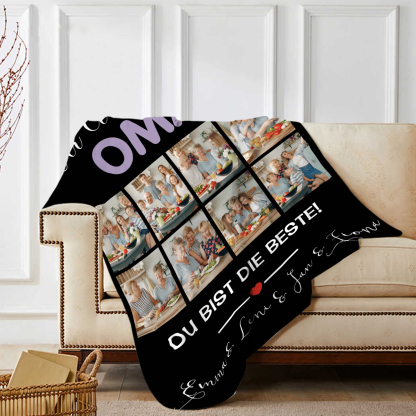 Personalisierbare 8 Fotos Decke - Wir lieben dich Oma du bist die Beste - Geschenk für Großvater