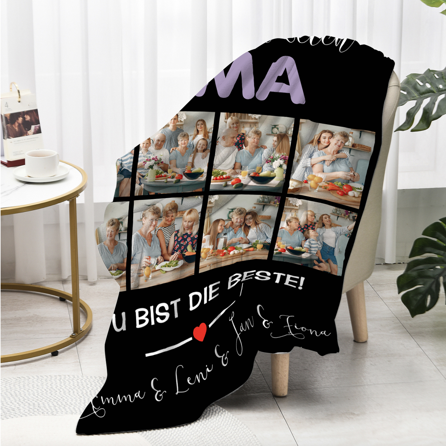 Personalisierbare 8 Fotos Decke - Wir lieben dich Oma du bist die Beste - Geschenk für Großvater