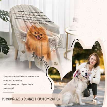 Personalisiertes 1 Foto & 1 Name Gedenk Flanelldecke -Wir vermissen dich sehr- Erinnerung an Ihr Haustier