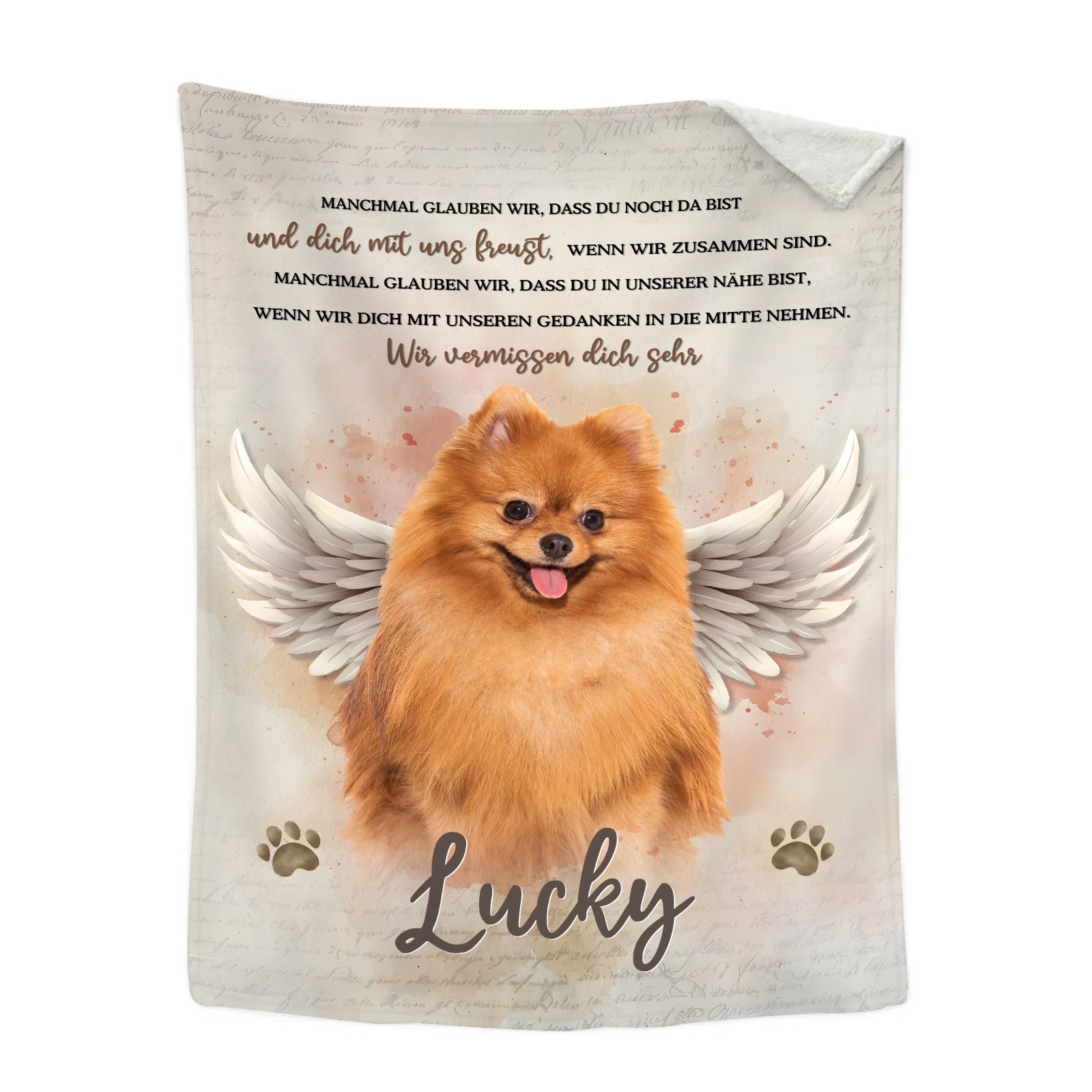 Personalisiertes 1 Foto & 1 Name Gedenk Flanelldecke -Wir vermissen dich sehr- Erinnerung an Ihr Haustier