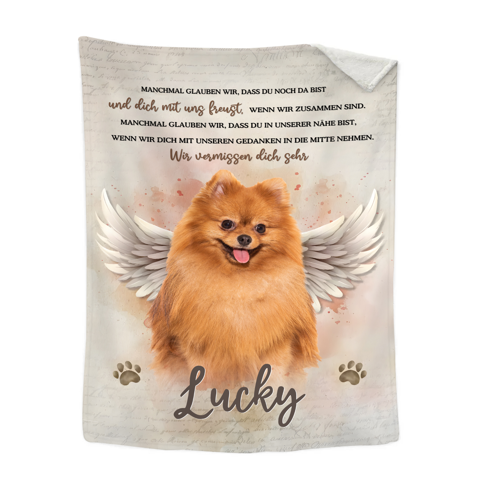 Personalisiertes 1 Foto & 1 Name Gedenk Flanelldecke -Wir vermissen dich sehr- Erinnerung an Ihr Haustier