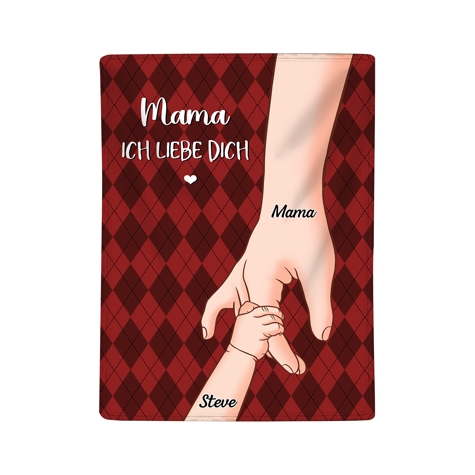  Personalisierte 2-Namen Flanell-Decke – Mama & Kind Hand-in-Hand  – Kuschelige Decke für Mutter