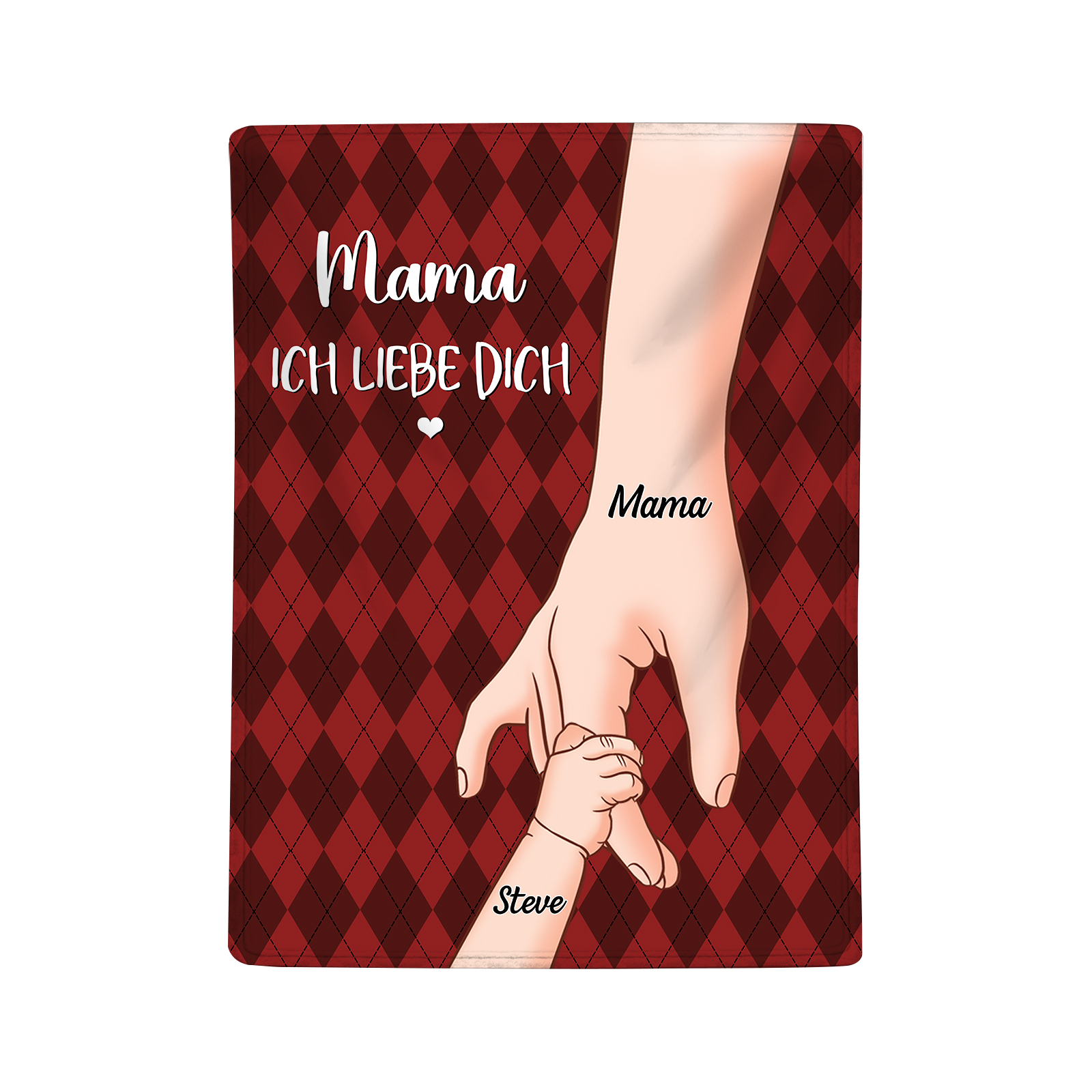 Personalisierte 2-Namen Flanell-Decke – Mama & Kind Hand-in-Hand – Kuschelige Decke für Mutter