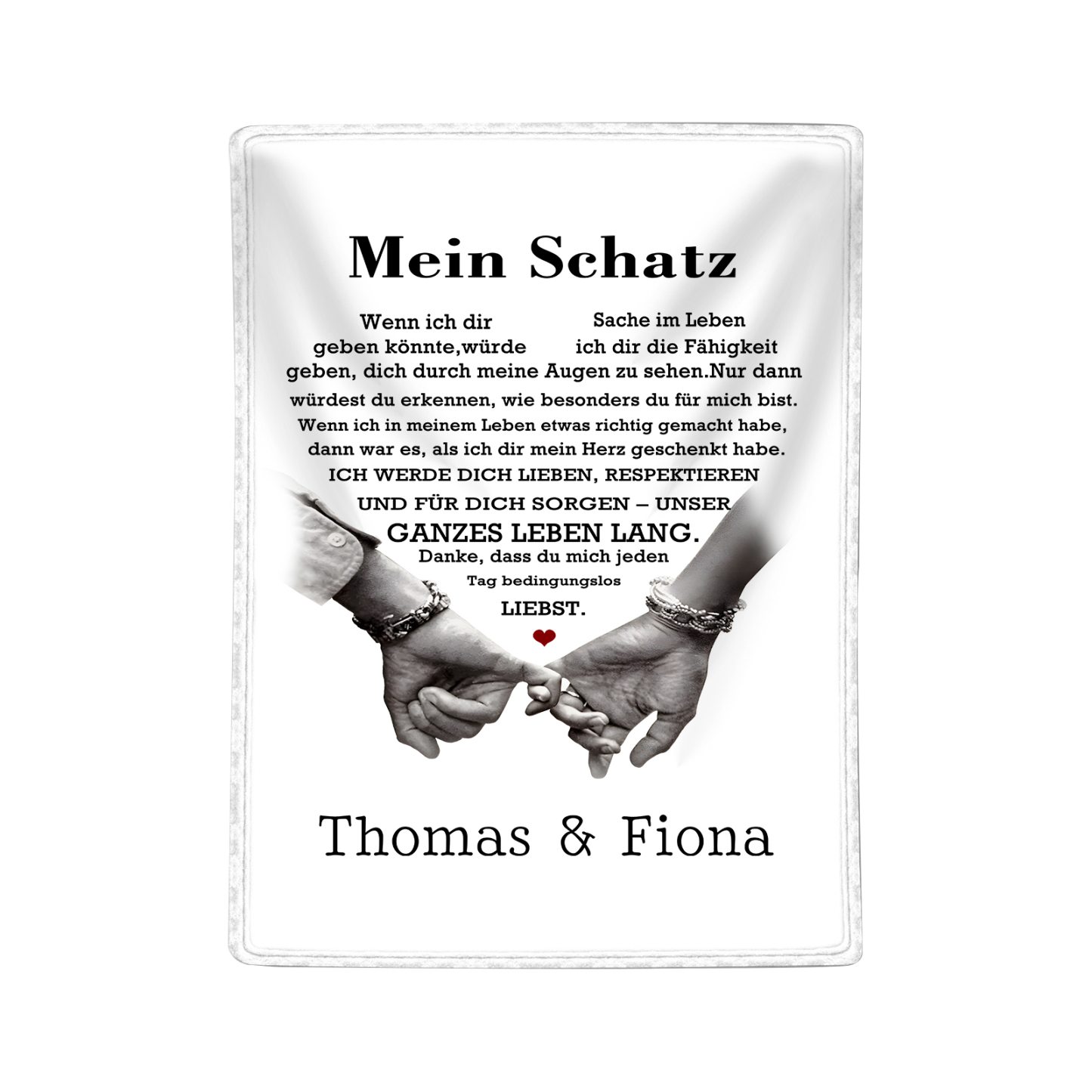 Personalisierte 2 Namen Flanell-Decke mit romantischer Liebesbotschaft – Kuschelige Decke für Paar
