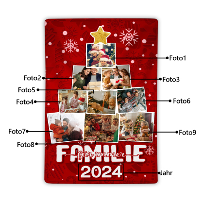Personalisierte 9 Fotos & Jahr Flanell-Decke –Familie für immer – Kuschelige Weihnachtsdecke für Familie