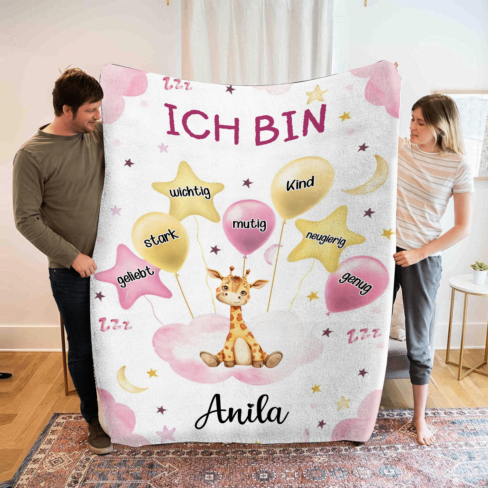 Personalisierter 1 Name Flanell-Decke mit niedlichem Panda – Kuschelige Decke für Kinder