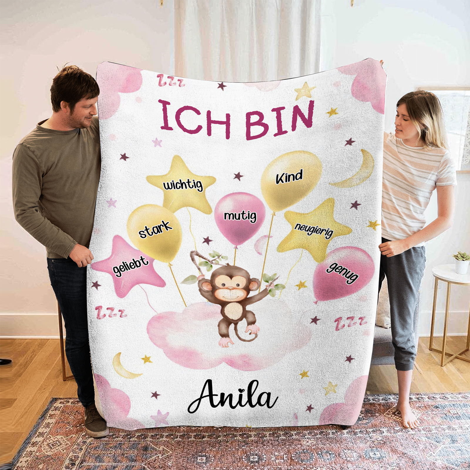 Personalisierter 1 Name Flanell-Decke mit niedlichem Panda – Kuschelige Decke für Kinder