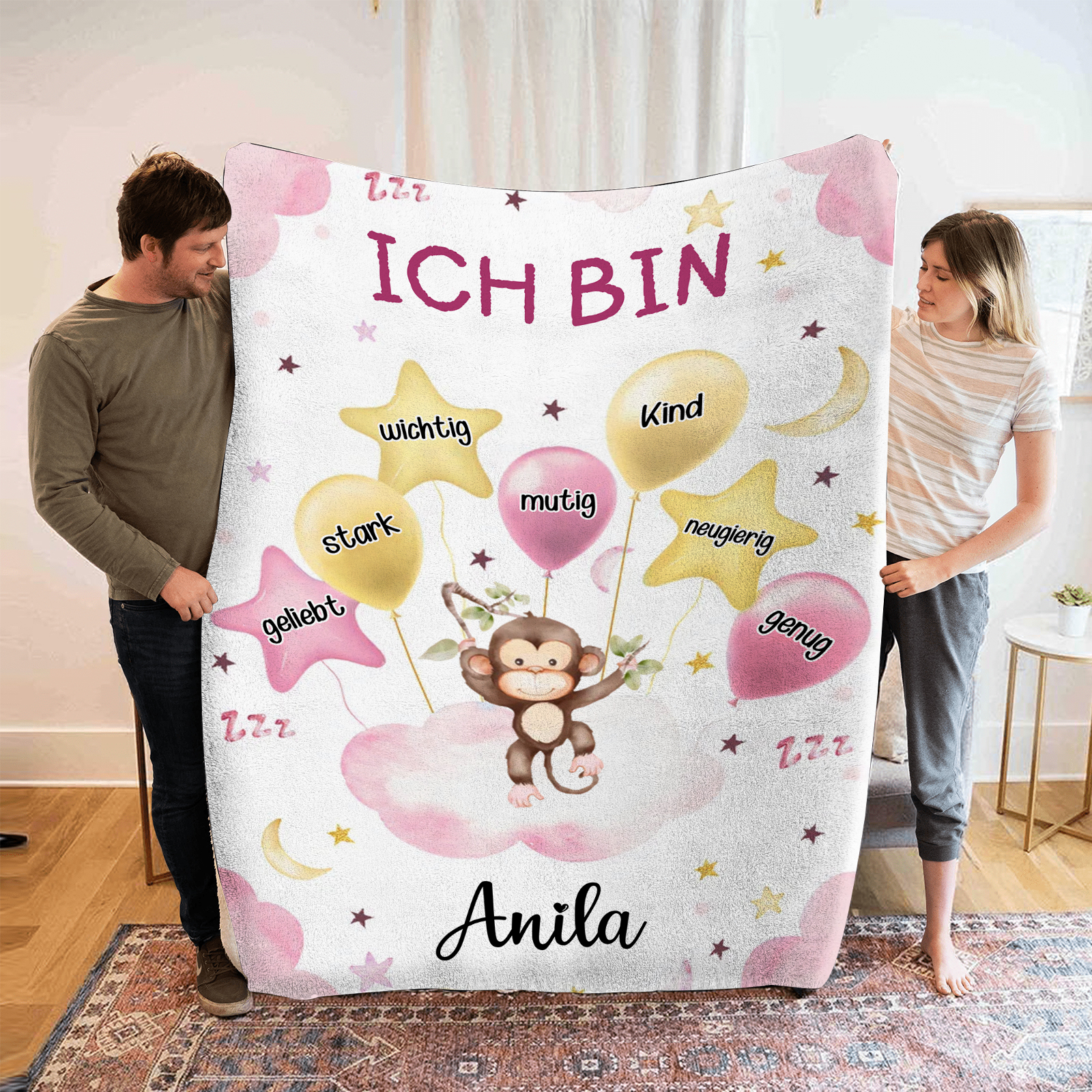 Personalisierter 1 Name Flanell-Decke mit niedlichem Panda – Kuschelige Decke für Kinder