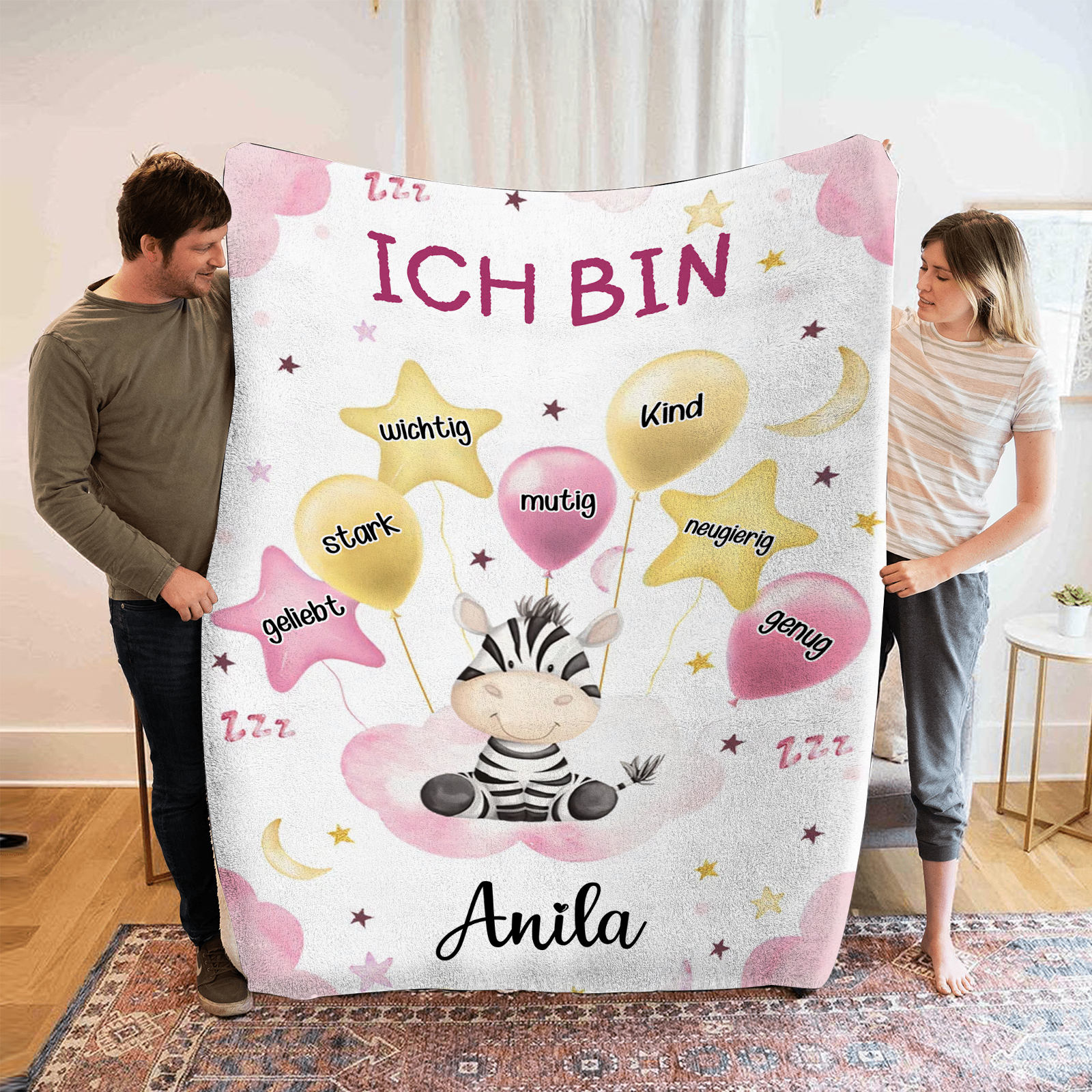 Personalisierter 1 Name Flanell-Decke mit niedlichem Panda – Kuschelige Decke für Kinder