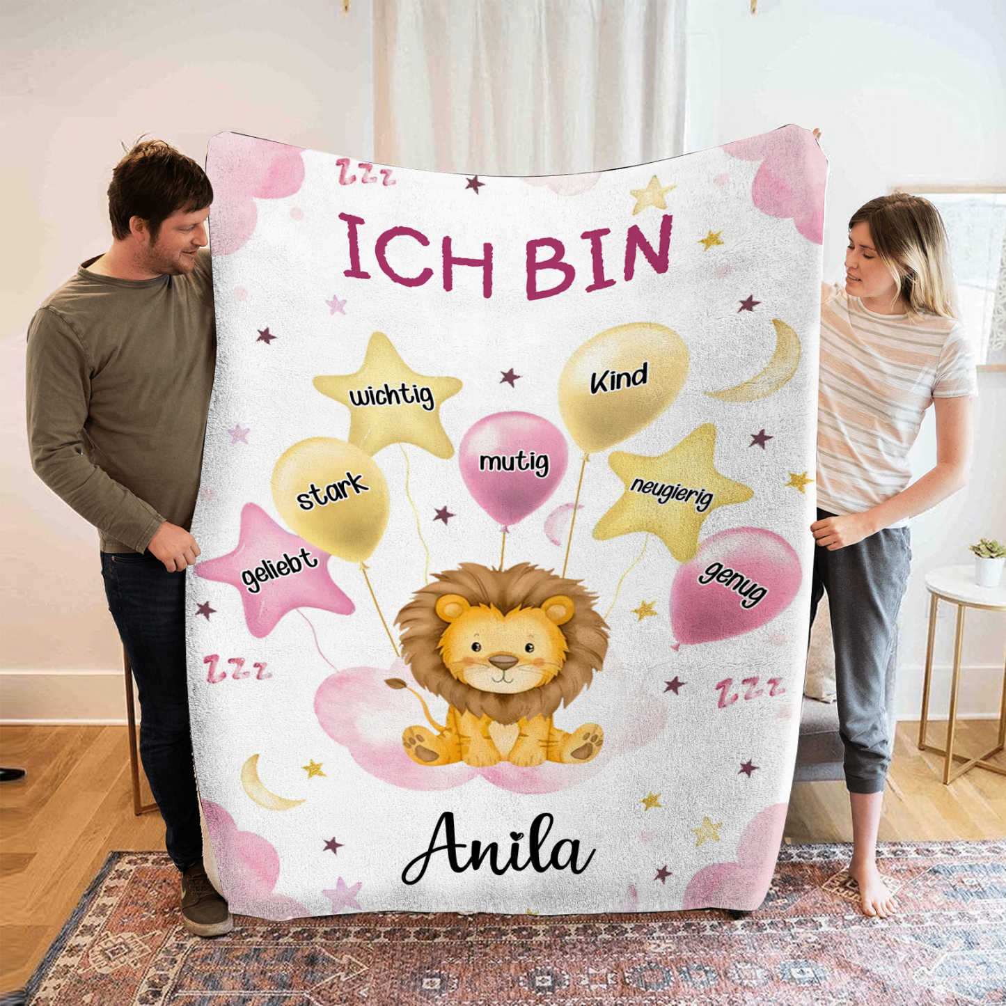 Personalisierter 1 Name Flanell-Decke mit niedlichem Panda – Kuschelige Decke für Kinder