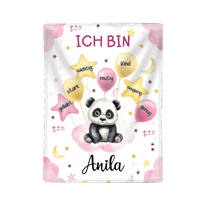 Personalisierter 1 Name Flanell-Decke mit niedlichem Panda – Kuschelige Decke für Kinder