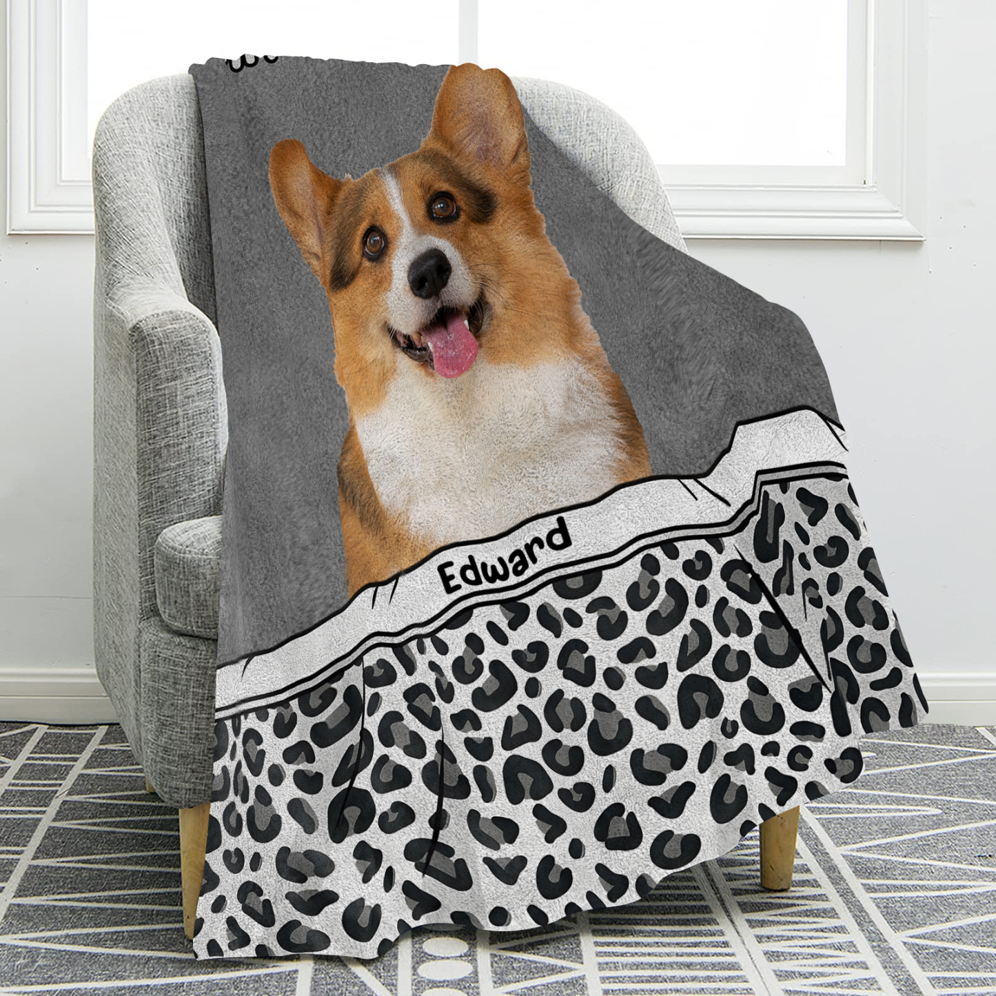 Personalisierter 1 Name & Foto Flanell-Decke – Das Leben ist besser mit einem Hund – Kuschelige Decke