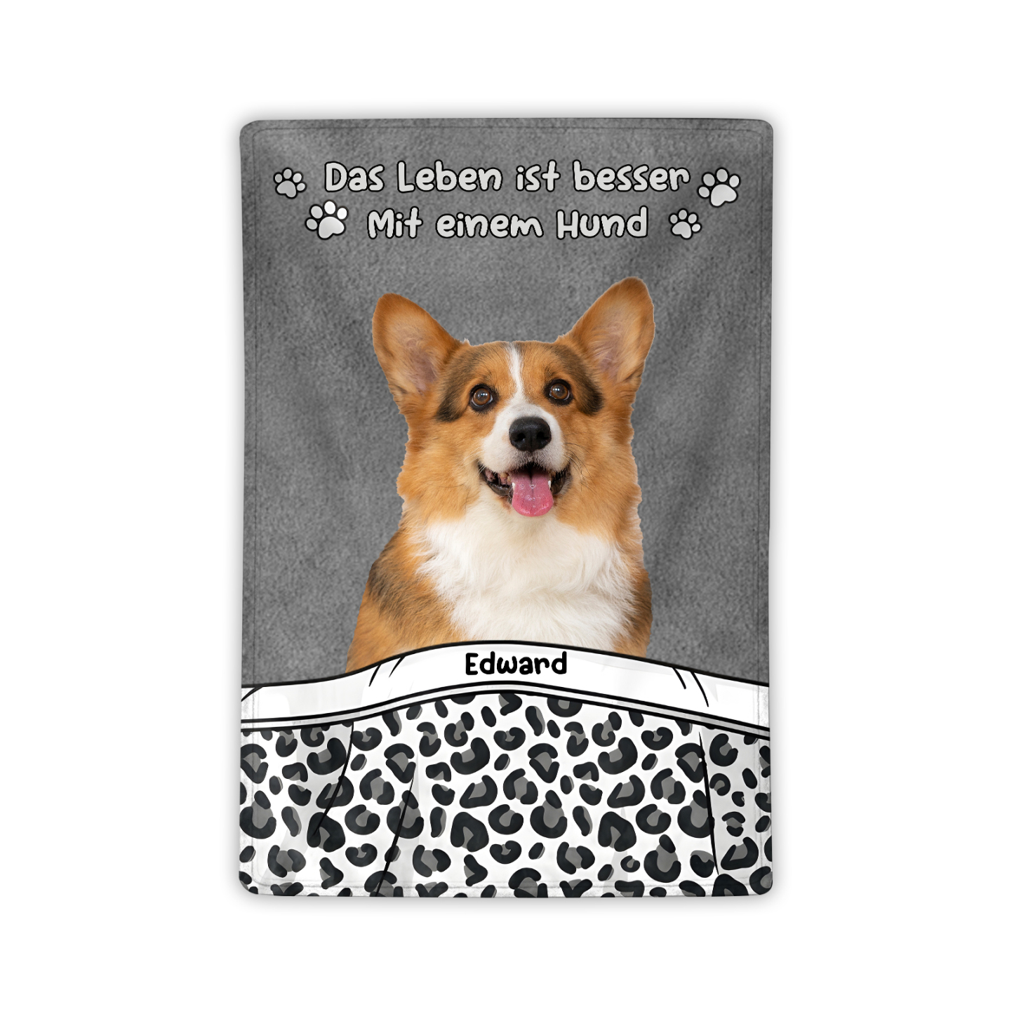 Personalisierter 1 Name & Foto Flanell-Decke – Das Leben ist besser mit einem Hund – Kuschelige Decke