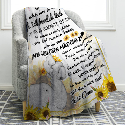 Personalisierte 1-6 Namen Elefant & Sunflower Flanell Decke – Perfektes Geschenk für Enkelin