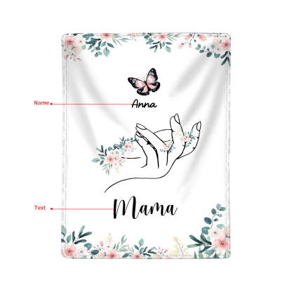 Personalisierte 1-8 Namen Schmetterling und Hand-in-Hand Flanelldecke 