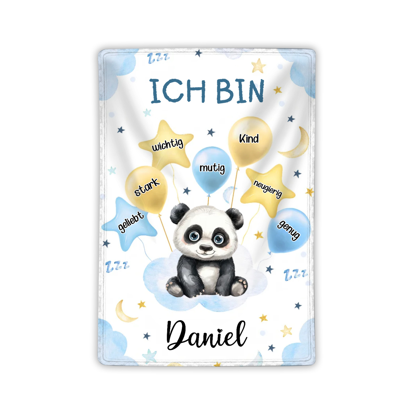 Personalisierte 1 Name Flanell-Decke in Blau mit 10 verschiedenen süßen Tiermotiven – Kuschelige KInder Decke für Jungen Kinder