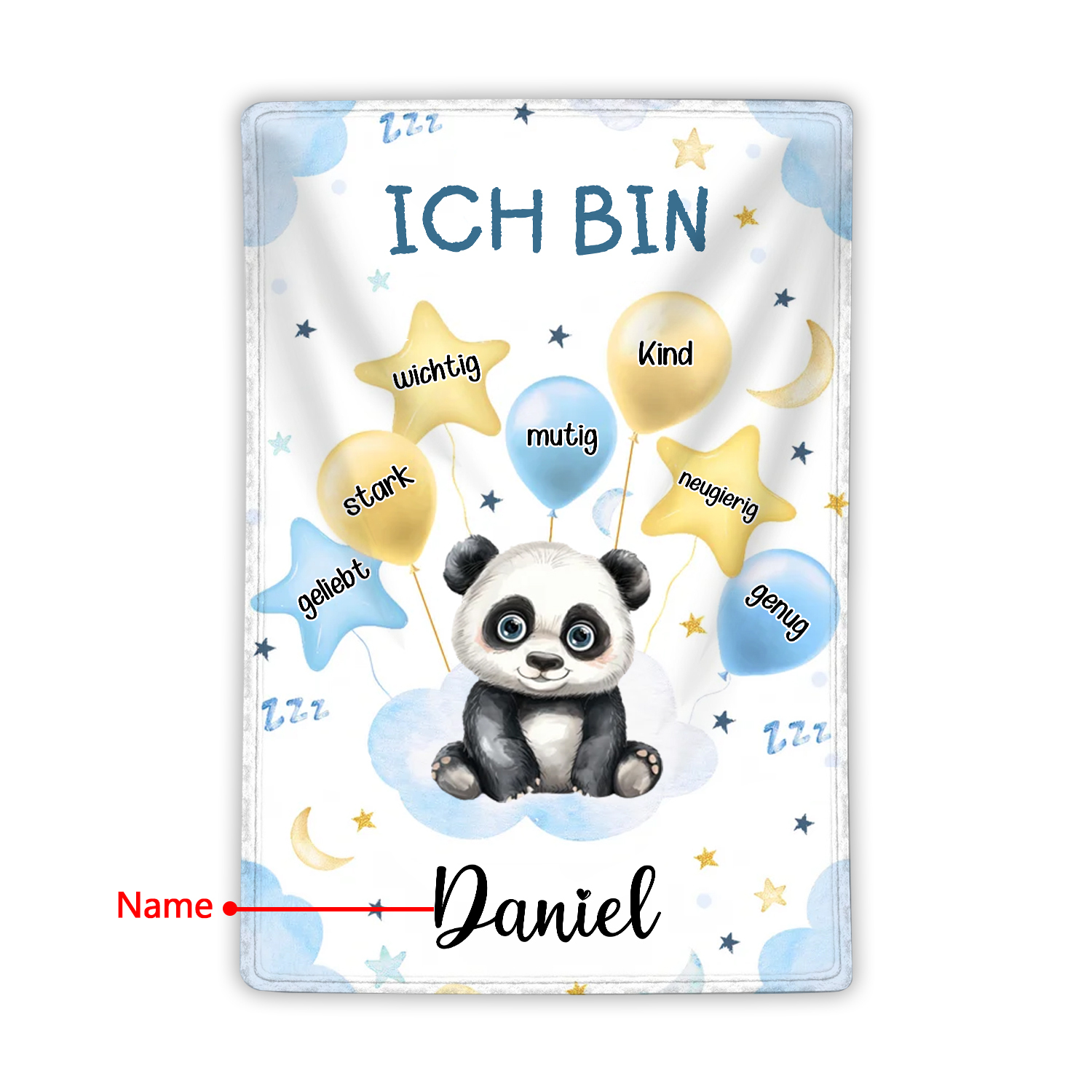 Personalisierte 1 Name Flanell-Decke in Blau mit 10 verschiedenen süßen Tiermotiven – Kuschelige KInder Decke für Jungen Kinder