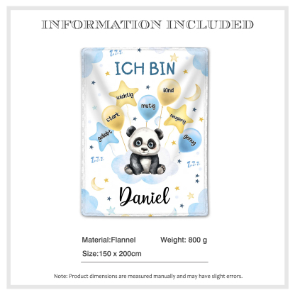 Personalisierte 1 Name Flanell-Decke in Blau mit 10 verschiedenen süßen Tiermotiven – Kuschelige KInder Decke für Jungen Kinder