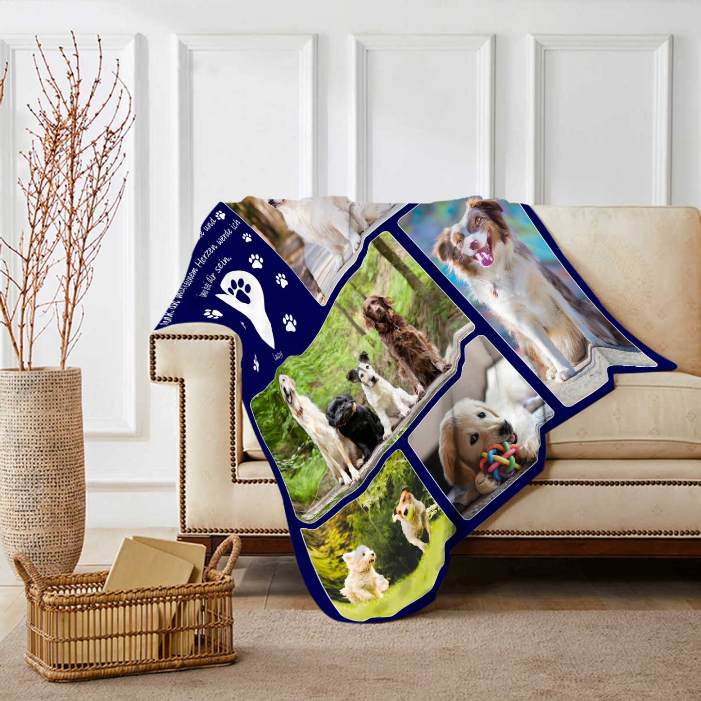 Personalisierbare 9 Fotots Haustier Decke - Kuschel dich in diese Decke und denk an mich - Erinnerung Geschenk