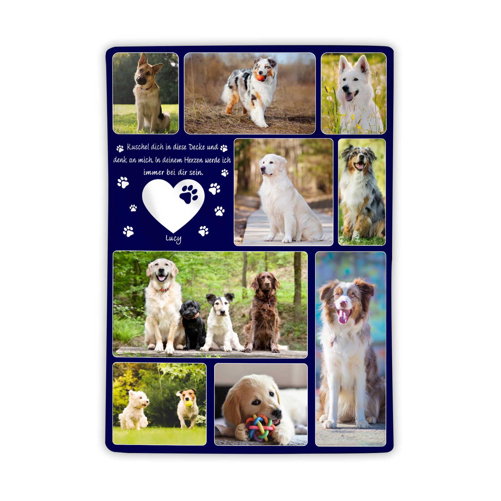 Personalisierbare 9 Fotots Haustier Decke - Kuschel dich in diese Decke und denk an mich - Erinnerung Geschenk