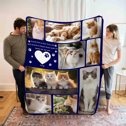 Personalisierbare 9 Fotots Haustier Decke - Kuschel dich in diese Decke und denk an mich - Erinnerung Geschenk
