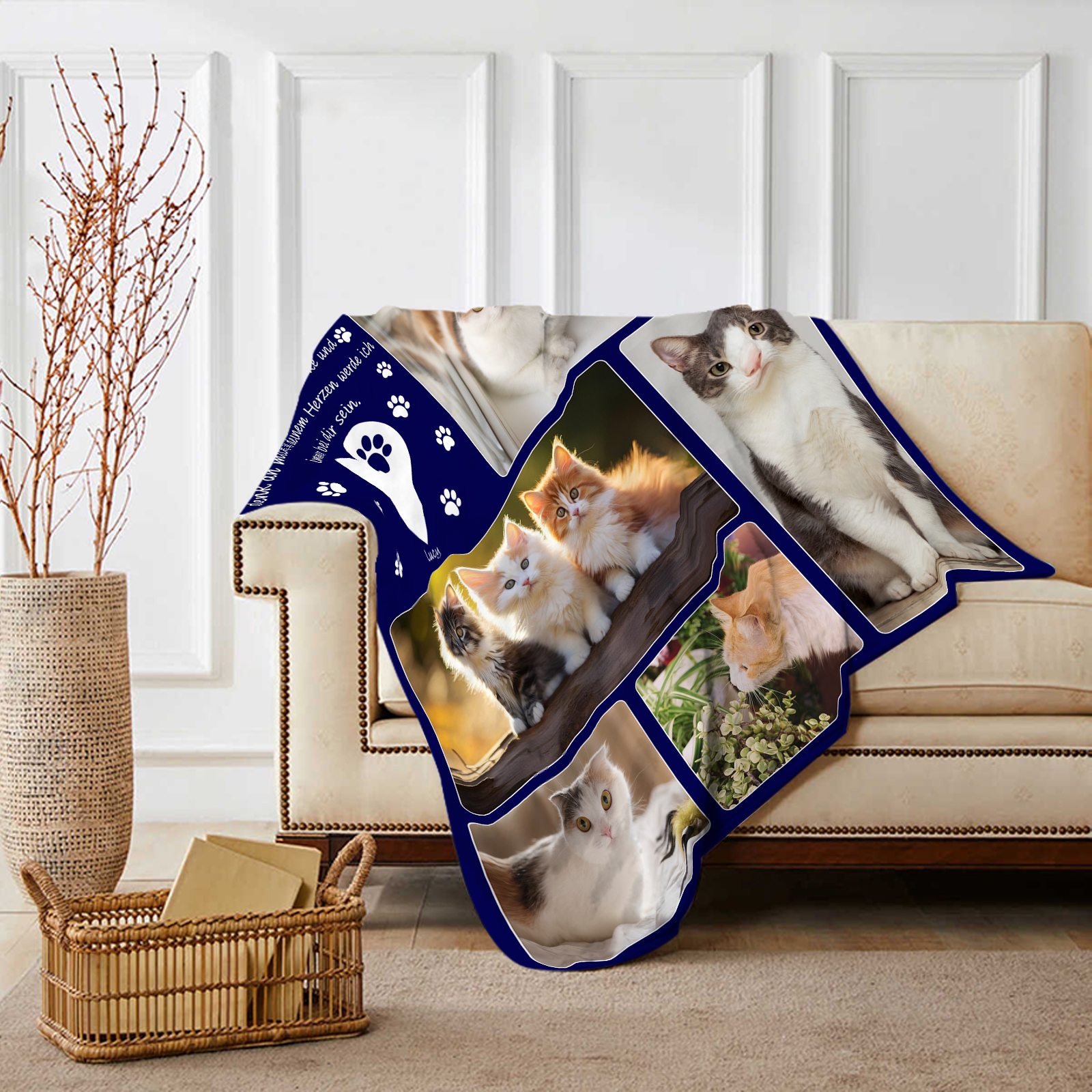 Personalisierbare 9 Fotots Haustier Decke - Kuschel dich in diese Decke und denk an mich - Erinnerung Geschenk