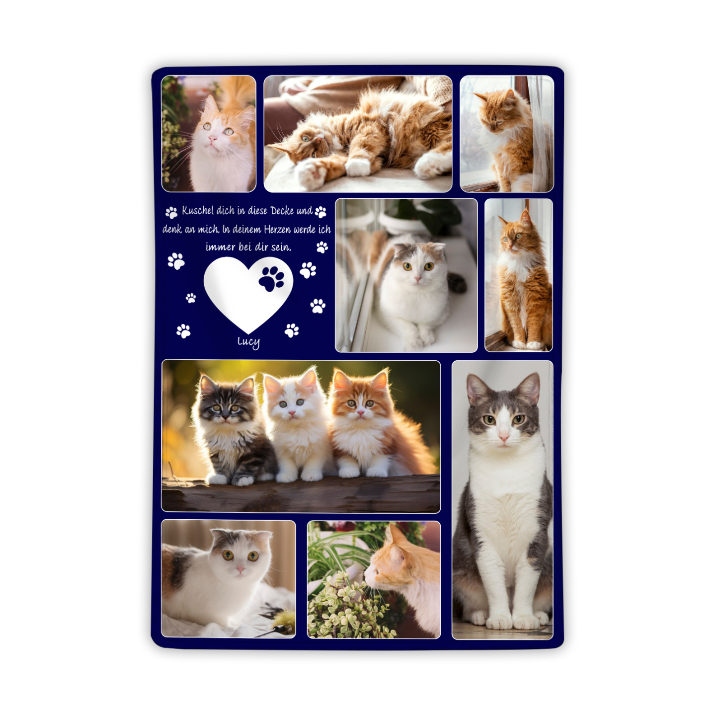 Personalisierbare 9 Fotots Haustier Decke - Kuschel dich in diese Decke und denk an mich - Erinnerung Geschenk
