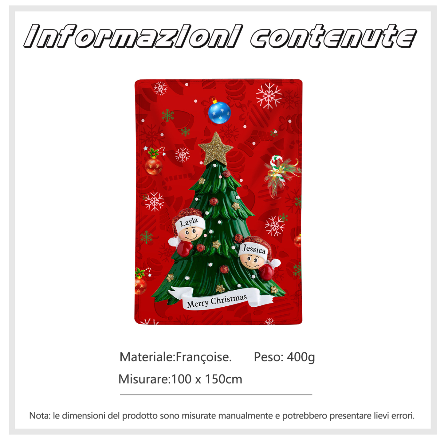 Personalisierbare 2-6 Namen & Text Weihnachtsbaum Decke Weihnachtsdecke Weihnachten Geschenk