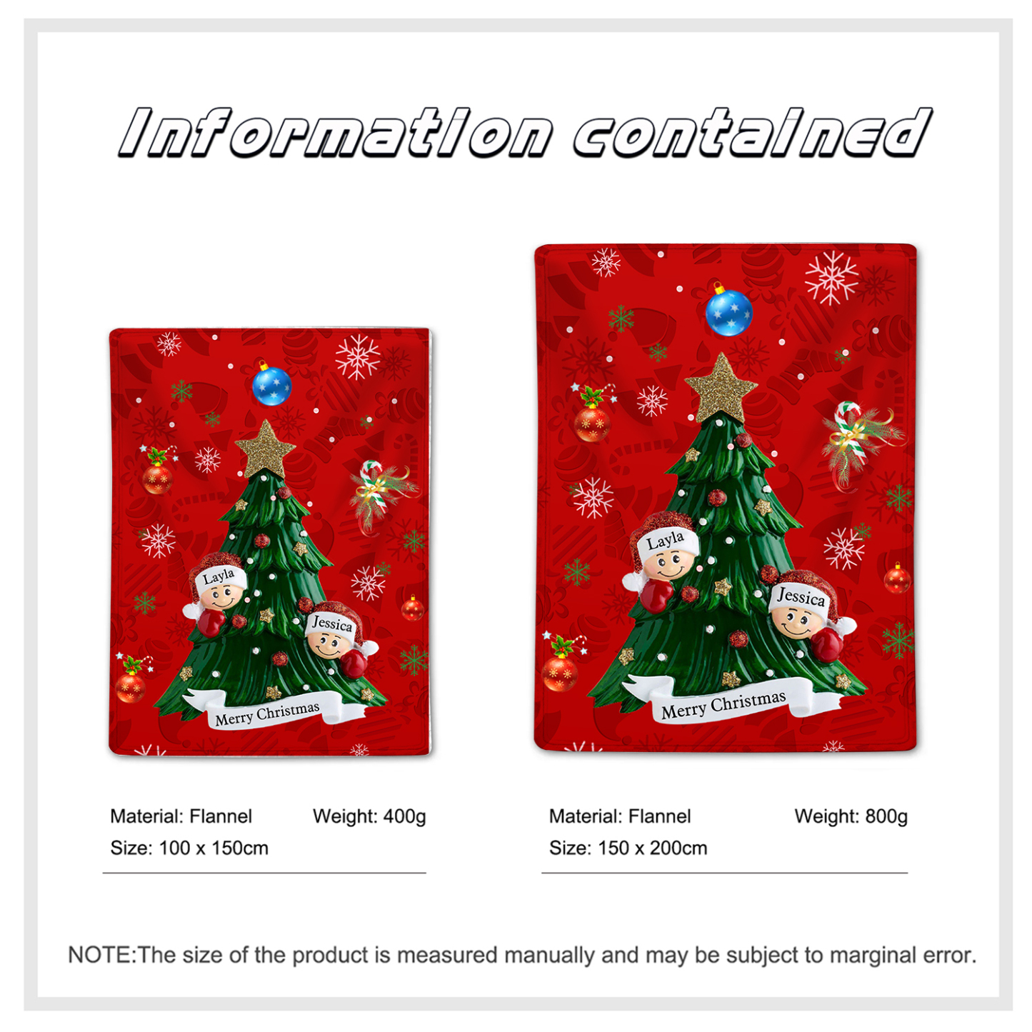 Personalisierbare 2-6 Namen & Text Weihnachtsbaum Decke Weihnachtsdecke Weihnachten Geschenk