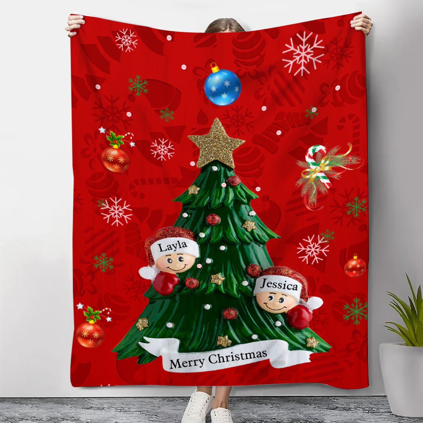 Personalisierbare 2-6 Namen & Text Weihnachtsbaum Decke Weihnachtsdecke Weihnachten Geschenk