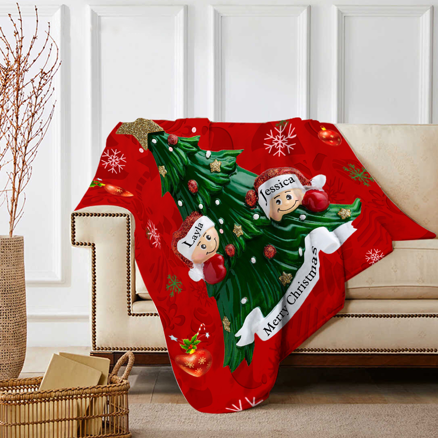 Personalisierbare 2-6 Namen & Text Weihnachtsbaum Decke Weihnachtsdecke Weihnachten Geschenk