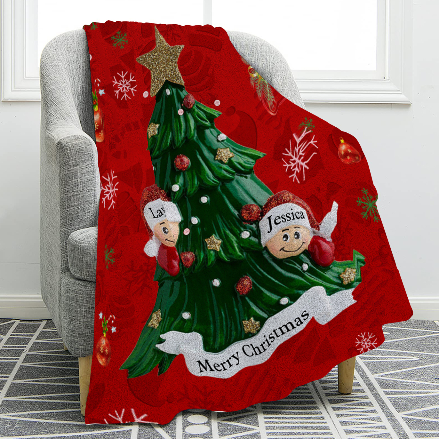 Personalisierbare 2-6 Namen & Text Weihnachtsbaum Decke Weihnachtsdecke Weihnachten Geschenk