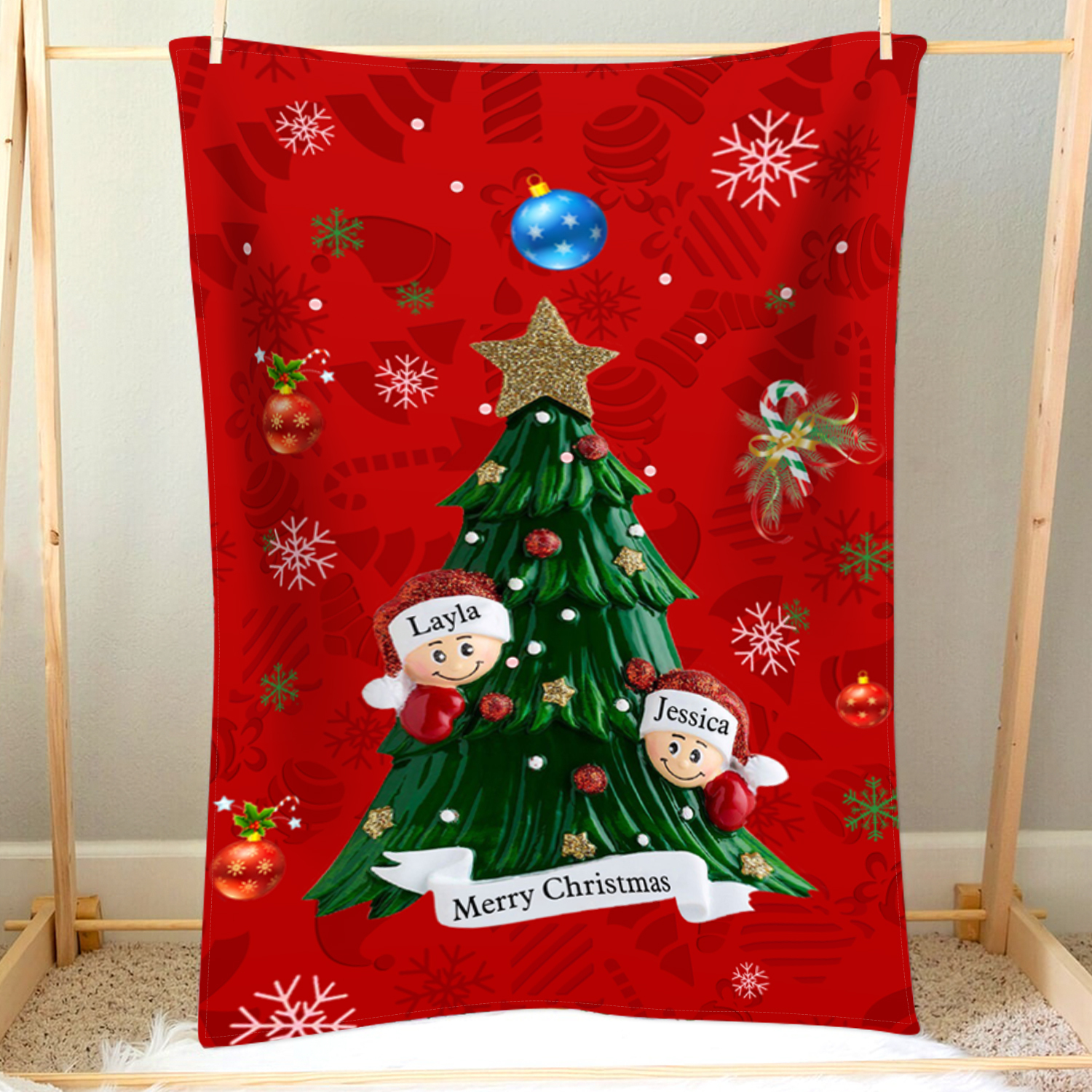 Personalisierbare 2-6 Namen & Text Weihnachtsbaum Decke Weihnachtsdecke Weihnachten Geschenk