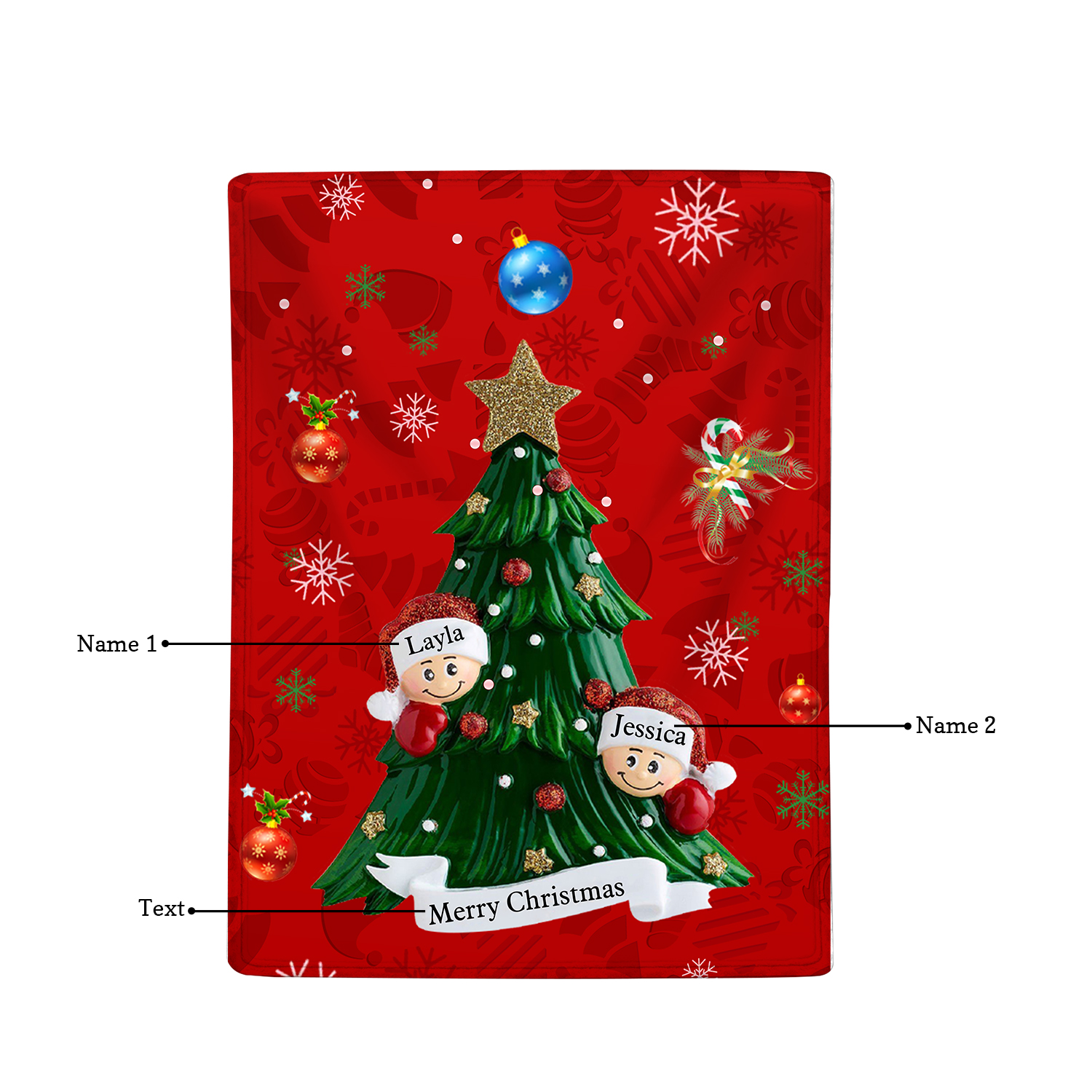 Personalisierbare 2-6 Namen & Text Weihnachtsbaum Decke Weihnachtsdecke Weihnachten Geschenk