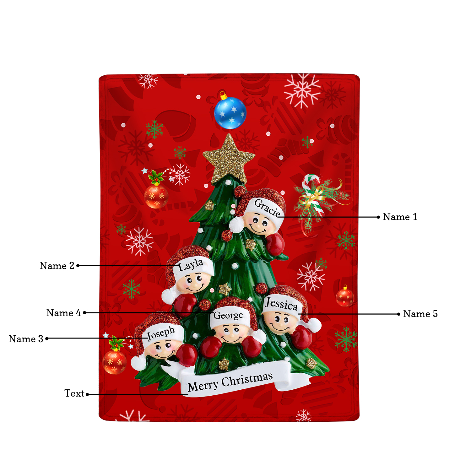 Personalisierbare 2-6 Namen & Text Weihnachtsbaum Decke Weihnachtsdecke Weihnachten Geschenk