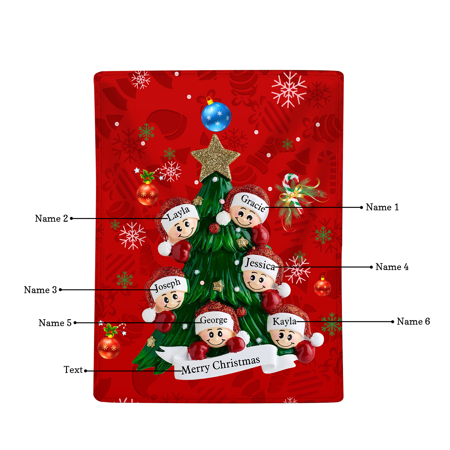 Personalisierbare 2-6 Namen & Text Weihnachtsbaum Decke Weihnachtsdecke Weihnachten Geschenk