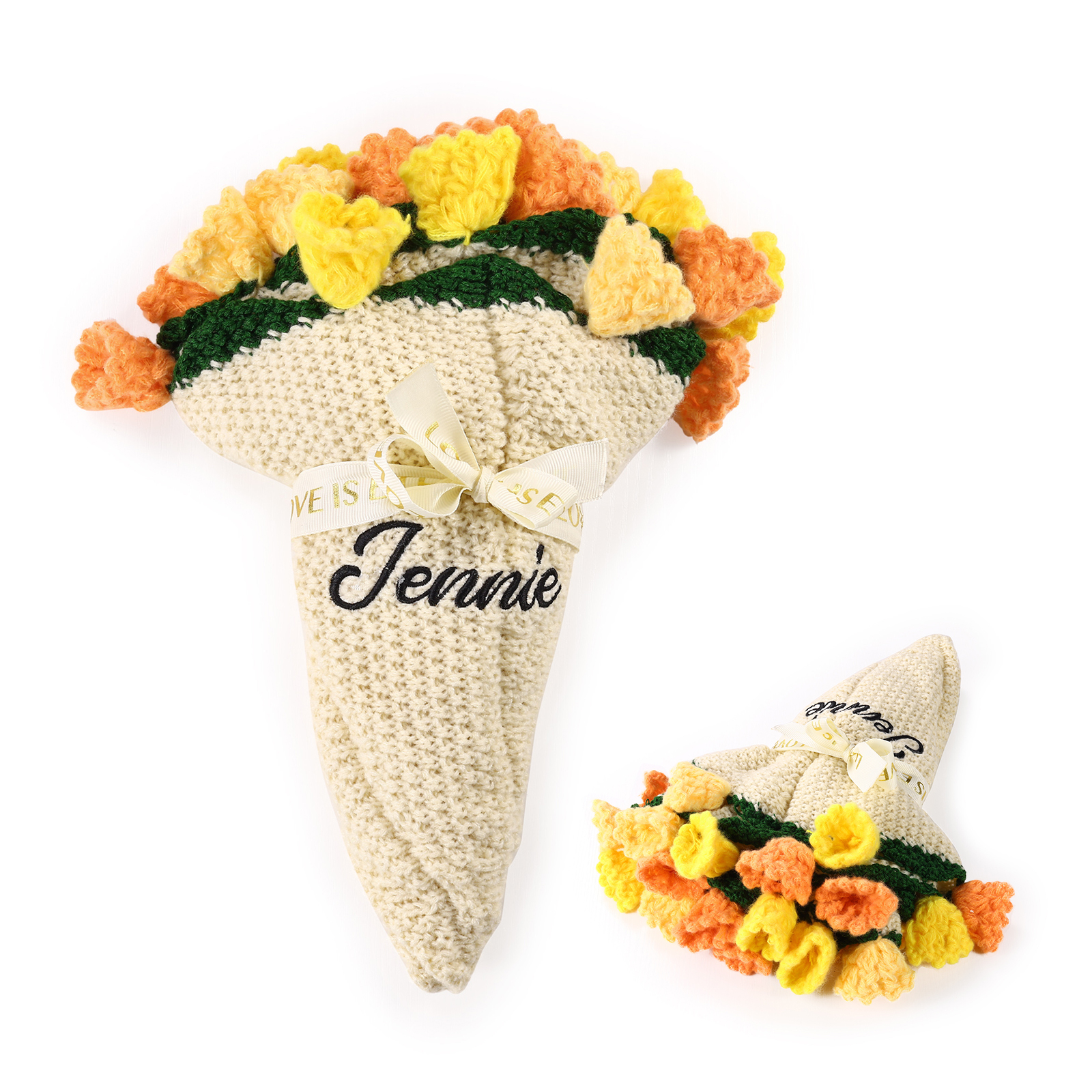 Handgemachter Häkelblumenstrauß personalisierbare Name Decke- Geschenk für Mama/Oma/Tochter