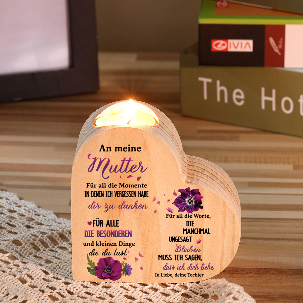 Emaille Becher & Kerzenhalter-Set im pinken Geschenkbox -An meine Mama ich muss sagen, dass ich dich lieben- Geschenkbox Set für Mutter von Tochter