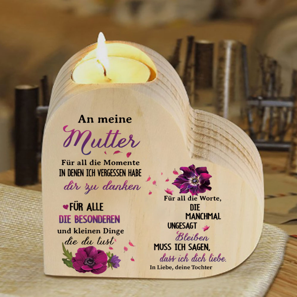 Emaille Becher & Kerzenhalter-Set im pinken Geschenkbox -An meine Mama ich muss sagen, dass ich dich lieben- Geschenkbox Set für Mutter von Tochter