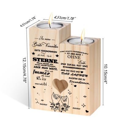 Personalisierbarer 2 Namen Für Beste Freundin Kerzenhalter " Eine Echte Freundschaft Ist Eine Reise Ohne Ende “