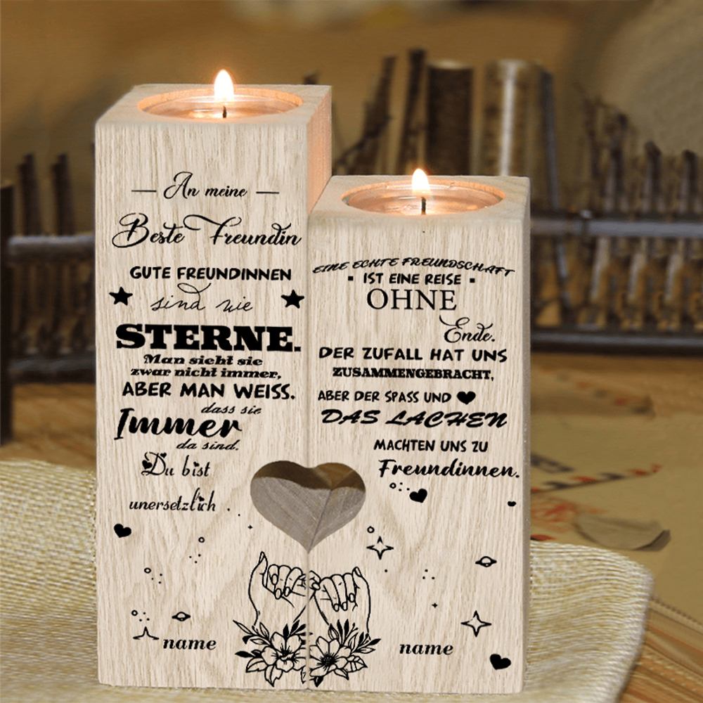 Personalisierbarer 2 Namen Für Beste Freundin Kerzenhalter " Eine Echte Freundschaft Ist Eine Reise Ohne Ende “