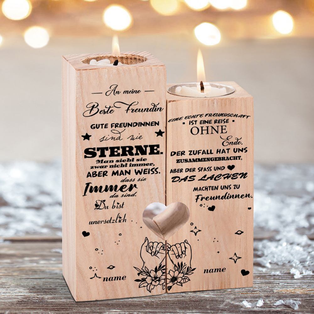 Personalisierbarer 2 Namen Für Beste Freundin Kerzenhalter " Eine Echte Freundschaft Ist Eine Reise Ohne Ende “