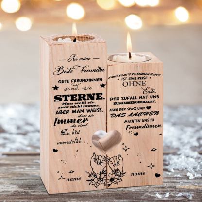 Personalisierbarer 2 Namen Für Beste Freundin Kerzenhalter " Eine Echte Freundschaft Ist Eine Reise Ohne Ende “