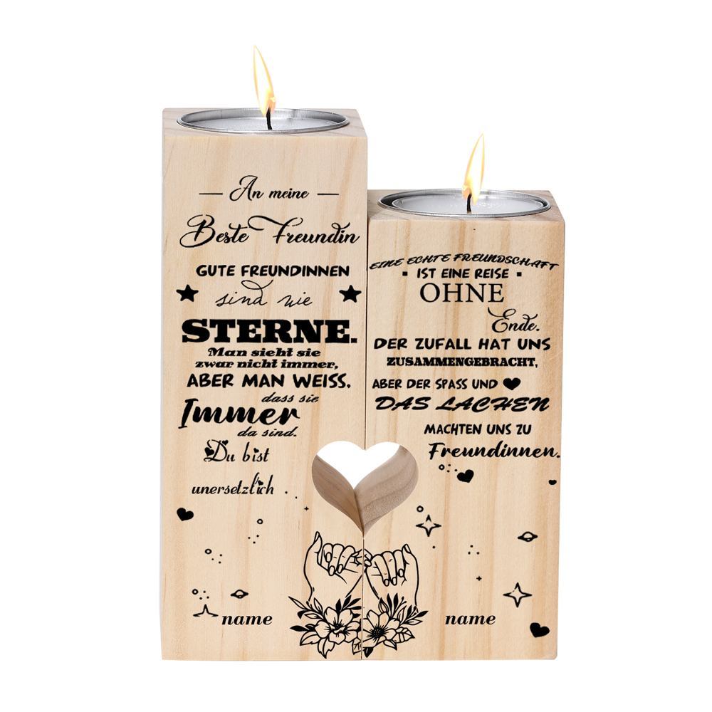 Personalisierbarer 2 Namen Für Beste Freundin Kerzenhalter " Eine Echte Freundschaft Ist Eine Reise Ohne Ende “