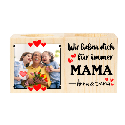 An Meine Mama Personalisierbare Name Hölzerne Kerzenhalter - Kerzenständer für Mutter