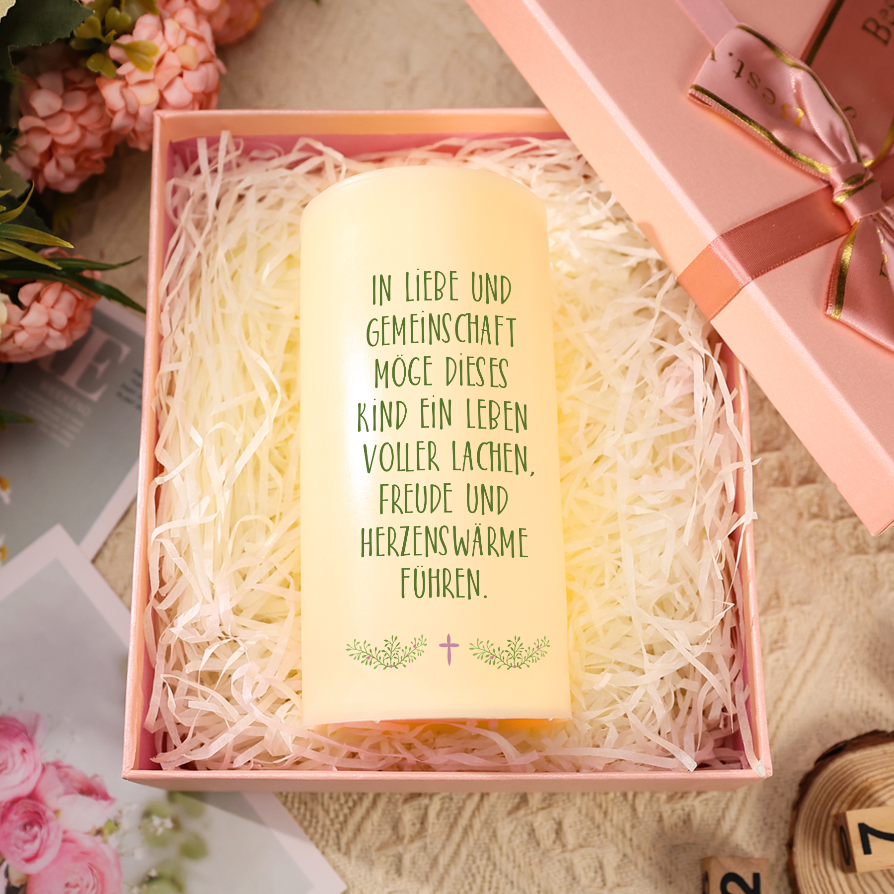 Personalisierter 1 Name & Datum & Foto & Text Led Kerze-zur Konfirmation/Kommunion-Geschenk für Sohn/Tochter